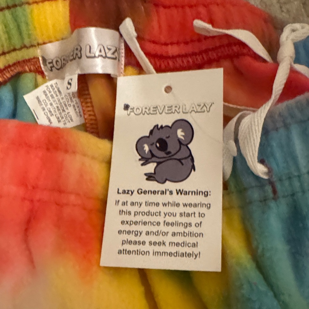 Forever Lazy Rainbow Tie-Dye Fleece Pants -Size Small-NWT - Picture 10 of 10